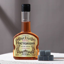 Подарочный набор косметики Настоящий мужчина, гель для душа во флаконе коньяка 250 мл и мыло для рук 5 шт., HARD LINE  фото 2