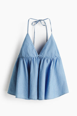 Top denim con escote halter