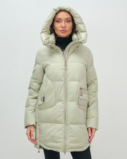 Куртка зимняя женская с капюшоном модная салатового цвета 3193Sl