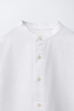 CAMISA CUELLO MAO CON LINO Y ALGOD?N / Blanco - Zara фото 4