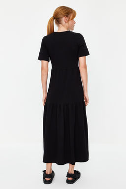 TRENDYOLMILLA Siyah Buzgulu K?sa Kollu Orme Maxi Elbise TWOSS24EL00132  фото 6