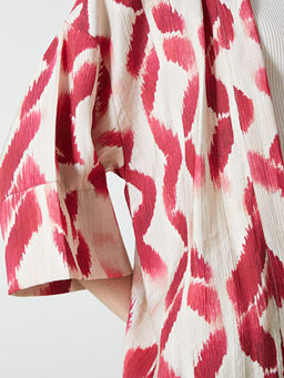 ?al Yaka Desenli Oversize Kad?n Kimono
