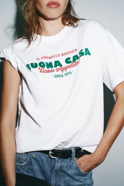 T-SHIRT WITH TEXT PRINT - Zara фото 4