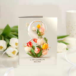 Цена за 2 шт Мини-открытка "8 (с праздником весны)"