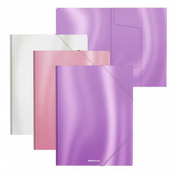 Цена за 3 шт. Папка на резинках пластиковая ErichKrause Glossy Candy, A4, ассорти (в пакете по 3 шт.)