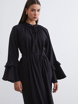 Ba?lamal? Yaka F?rf?rl? B?zg?l? Elbise