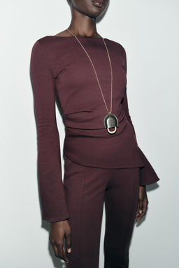 LONG SLEEVE INTERLOCK TOP - Zara фото 12