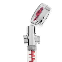 Лейка для душа ZEIN Z4088, микроточки, кнопка «стоп», вентилятор, спираль, красный/хром