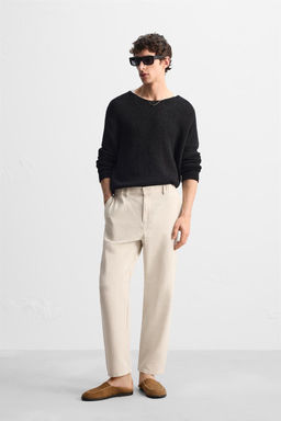 TEXTURED COTTON - LINEN TROUSERS