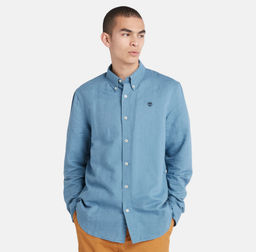 Рубашка Timberland Shirt Linen Solid Slim синяя