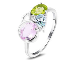 Кольцо, морганит , перидот , топаз, Марте