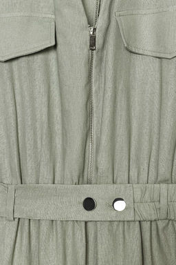 LINEN BLEND BELTED JUMPSUIT - Zara фото 7