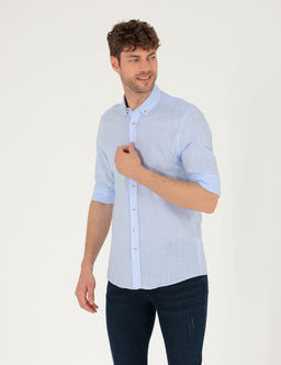 A__k Mavi Slim Fit Uzun Kollu G_mlek