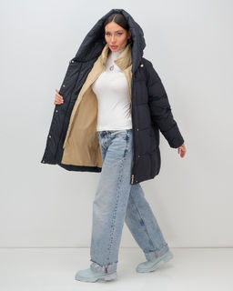 Куртка двубортная женская зимняя с капюшоном черного цвета 7736Ch Бренд: Visdeer  фото 20