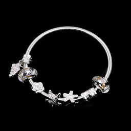 Браслет Пандора с символами благополучия металл и керамика