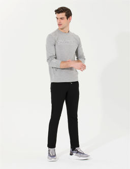 Siyah Slim Fit Beli Latikli _pli Kanvas Pantolon