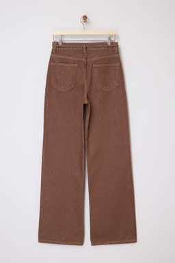 Kahverengi Kemerli Yuksek Bel Wide Leg Jeans TWOSS26JE00029