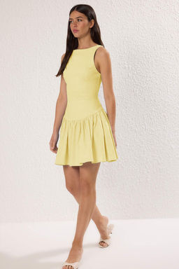 Mavi Belden Ac?lan Dokuma K?sa/Mini Elbise TWOSS25EL00865 - Trendyolmilla фото 18