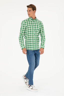 Мужская зеленая рубашка с длинным рукавом Неожиданная скидка в корзине - U.s. polo assn фото 4