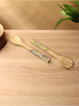 Набор для салата, вилка, ложка, 28 см, бамбук