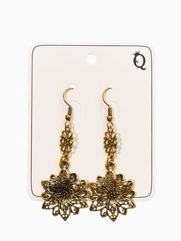 Цена за 2 шт. Серьги метал "Аутентичность" цветы, цвет чернёное золото