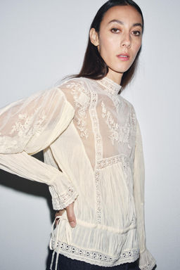 ZW COLLECTION ROMANTIC EMBROIDERED BLOUSE - Zara фото 2