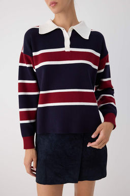 Wardrobe Essentials Lacivert Premium/Ozel Iplik Polo Yaka Triko Kazak | TWOAW26KZ00060 - Trendyolmilla фото 3