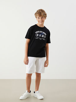 Bisiklet Yaka Tokyo Bask?l? Erkek ?ocuk Ti??rt