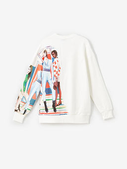 Bisiklet Yaka Bask?l? Oversize Kad?n Sweatshirt - Waikiki фото 2