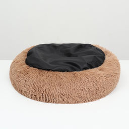 Лежанка для собак и кошек, длинный мех, 45×35×11 см, коричневая