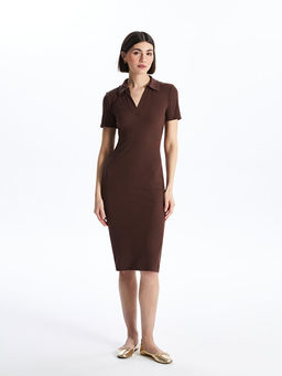 Polo Yaka D?z K?sa Kollu Elbise