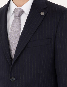 Lacivert Slim Fit _izgili Tak_m Elbise