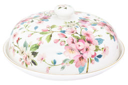 Блинница 23*23*9,5 см "Яблоневый цвет на белом" фарфор NEW BONE CHINA