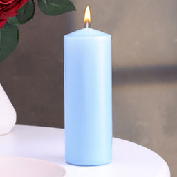 Цена за 2 шт. Свеча - цилиндр, 5х15 см, голубая лакированная, 14 ч