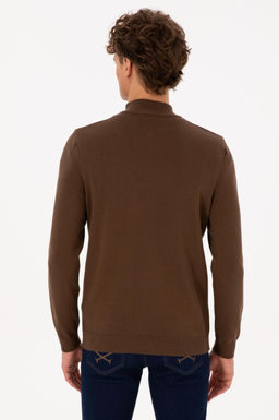 Erkek Slim Fit Yar_m Fermuarl_ Kahverengi Basic Kazak - U.s. polo assn фото 5