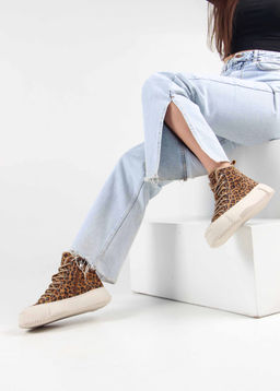 Ботинки 217.PODYUM151be. коричневый леопард замша/Шерсть