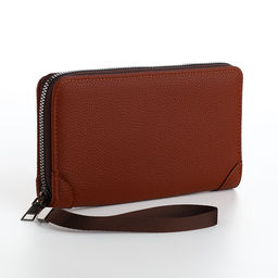 Портмоне мужское на молнии, отдел для карт, монет, коричневое