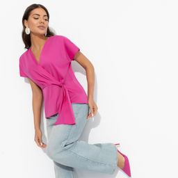 Блуза с декоративной драпировкой Откройся желаниям (фуксия) - Charutti фото 4