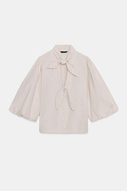 BLUSA RAYAS LAZOS / marron/blanco - Zara фото 6