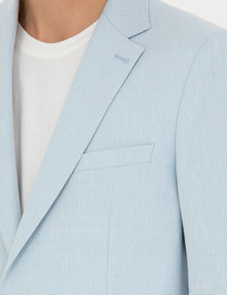 A__k Mavi Ex. Slim Fit Keten Kar___ml_ Ceket