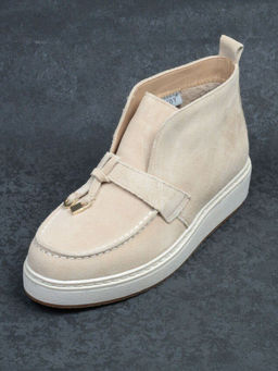 01-5172-5 BEIGE Ботинки женские демисезонные (натуральная замша, байка)