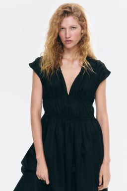 Vestido de ramio con tiras de enlazar - H&m фото 5