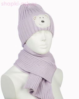 18-37-L Комплект для девочки флис (колпак+шарф) (50-54)