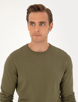 Koyu Haki Slim Fit Bisiklet Yaka Basic Triko Kazak - Pierre cardin фото 2