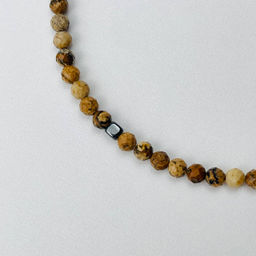 Бусы из песочной Яшмы и Гематита с кулоном 39 см +