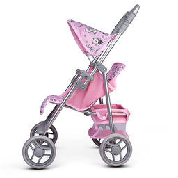 Коляская кукольная трость, металлическая, с корзиной