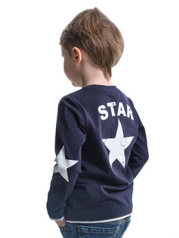 Лонгслив для мальчика с принтом детская одежда UD 0429 т.синий - Mini maxi фото 2