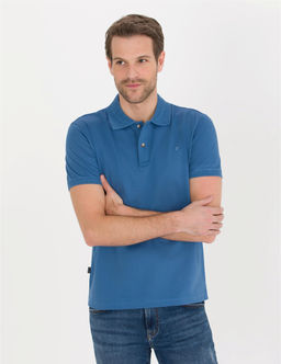 Koyu Mavi Slim Fit Polo Yaka Merserize Ti__rt