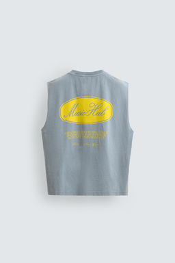 CAMISETA TANK LAVADA ESTAMPADOS / Azul claro