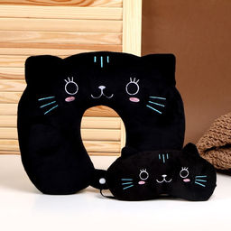 Подушка для путешествий на шею «Кошечка», маска для сна